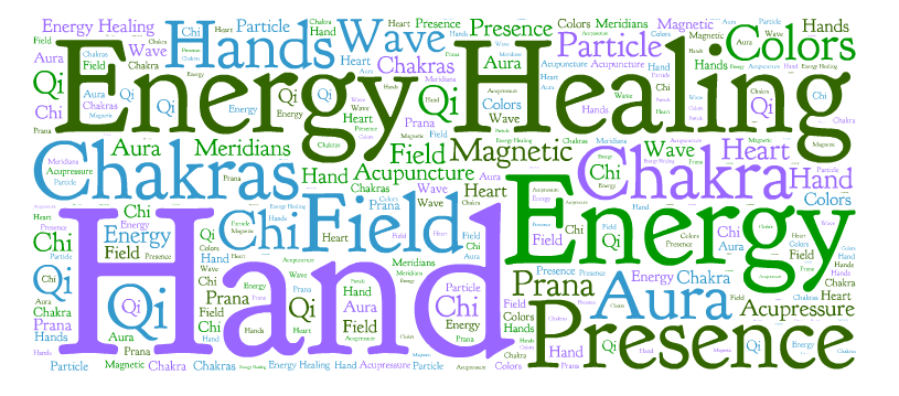 Word cloud graphic about energy healers