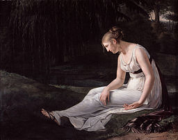 Painting of limp young woman